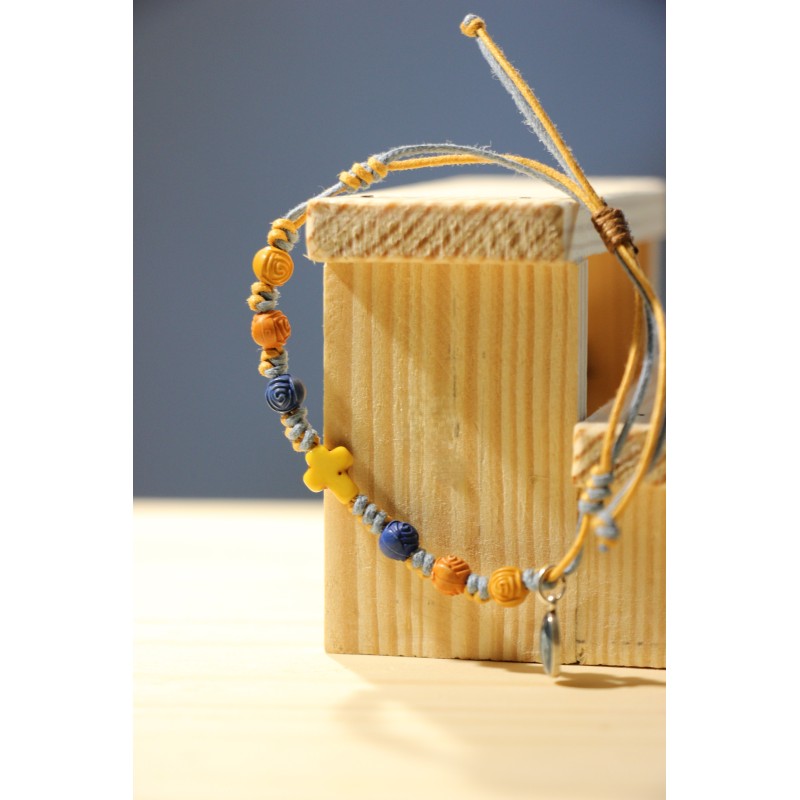 Pulsera cruz amarilla 1130