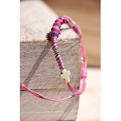 Pulsera cruz, rosa-morado 1132 /5/