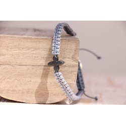 Pulsera macrame cruz de piedra gris Mod1530