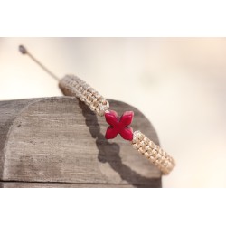 Pulsera macrame cruz de piedra dorado Mod1532
