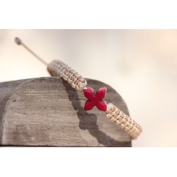 Pulsera macrame cruz de piedra dorado Mod1532