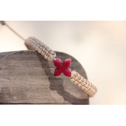 Pulsera macrame cruz de piedra dorado Mod1532