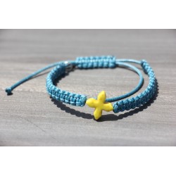 Pulsera macrame cruz de piedra amarilla Mod1537