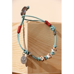 Pulsera cuero-cerámica 1205