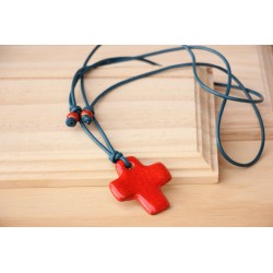 Cruz barro cuero turquesa 1308turq