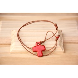 Cruz barro cuero natural 1308natu