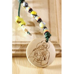 Llavero de cuero verde Sagrada Familia 0786