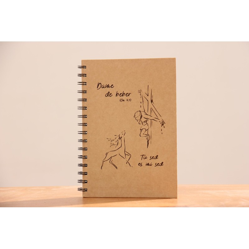 111-DAME DE BEBER A5 espiral kraft-KRAFT. Hojas lisas color crema. - BEB-208-KRA · PAP111