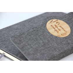 15-EL AMOR VENCE SIEMPRE A5 RPET bambú carpeta con bloc - VEN-602-Gri · PAP15