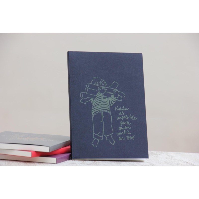 21-NADA ES IMPOSIBLE PARA QUIEN CONFÍA EN DIOS.  A5 encolado lineas color dark blue. IMP-219-BLU · P