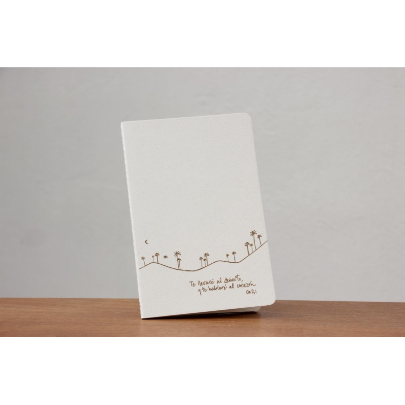 22-Te llevaré al desierto, te hablaré al corazón. A5 cosido hojas recicladas de carton de leche blan