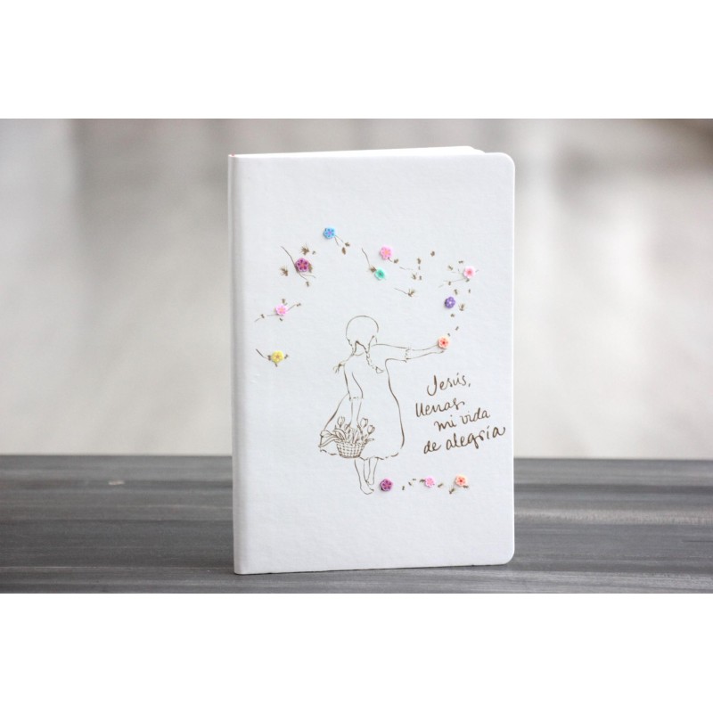 23-LLENAS MI VIDA DE ALEGRÍA - A5 encuadernado polipiel blanco. ALE-205-BLA · PAP23