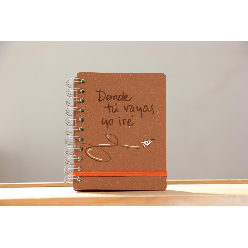 17-DONDE TU VAYAS YO IRÉ. Cuaderno B6 Espiral portada cuero reciclado. VAY-160 · PAP17