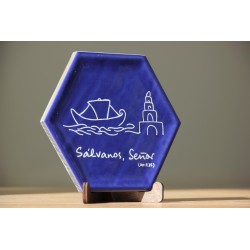 Azulejo: Catacumbas Barca (azul brillante). Sálvanos, Señor. AZU3002 · ARTE3002