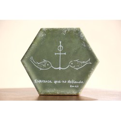 Azulejo: Catacumbas Ancla Pez (verde brillante). Esperanza que no defrauda. AZU3003 · ARTE3003